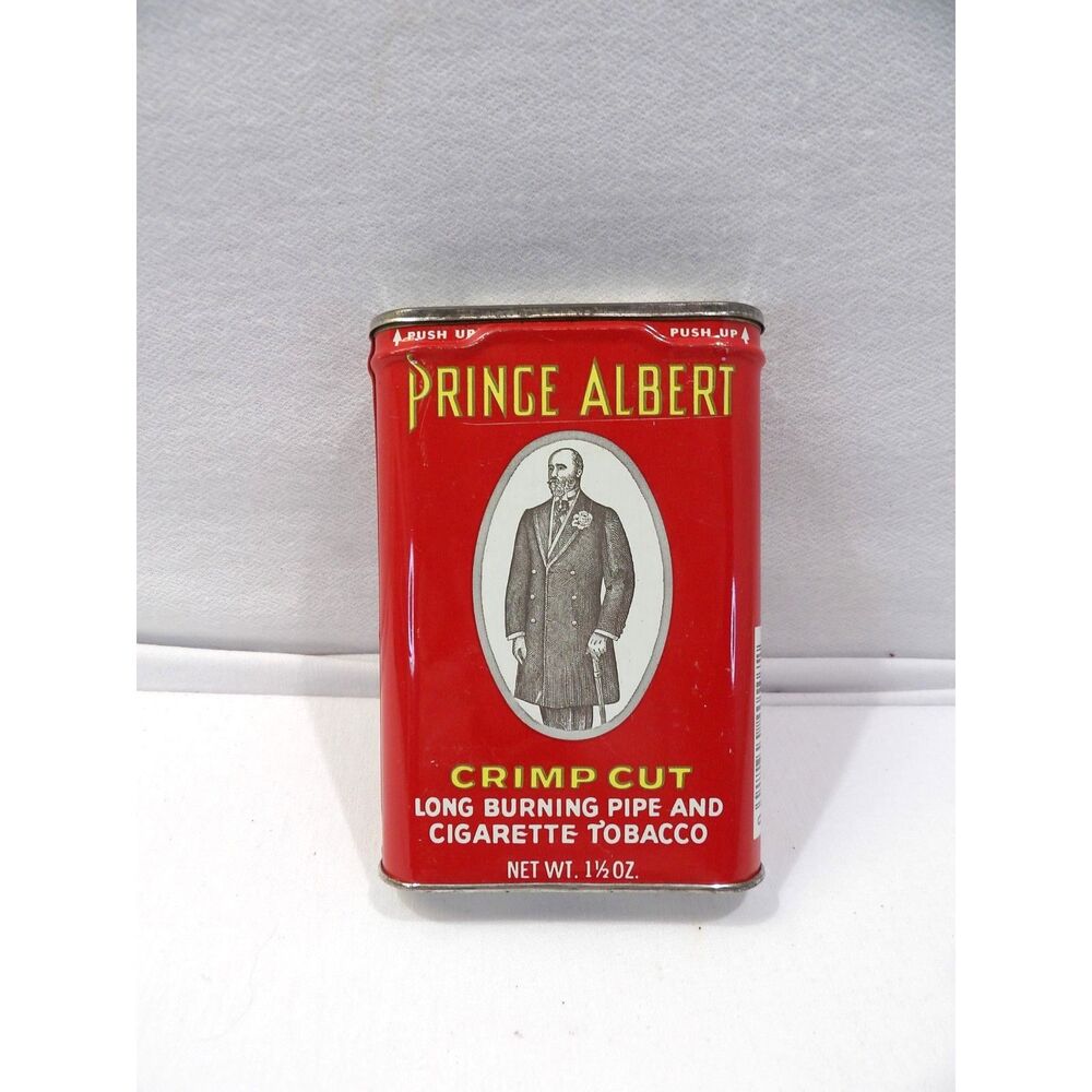 Vintage Prince Albert Crimp Cut tobacco tin, 1-1/2 oz, empty vintage tin box